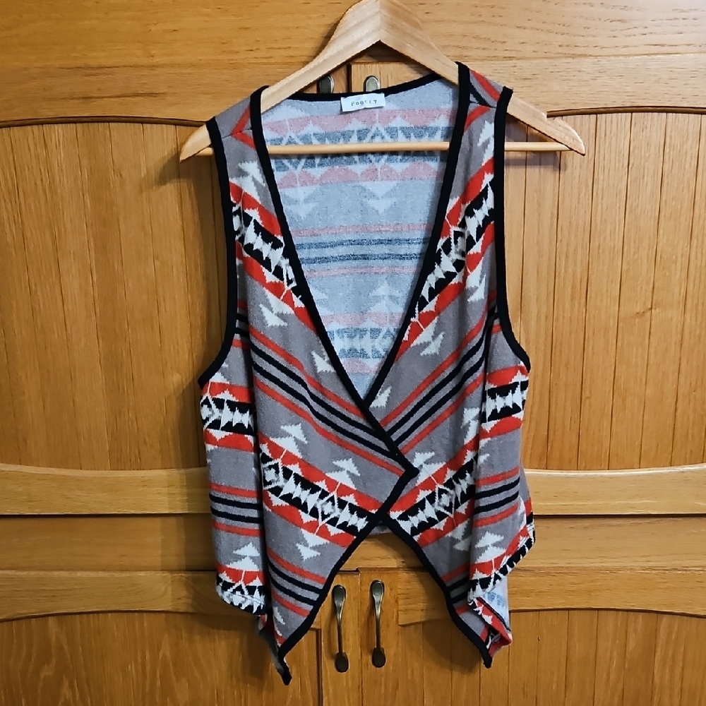 Poetry Black and Orange Aztec Tank Top.